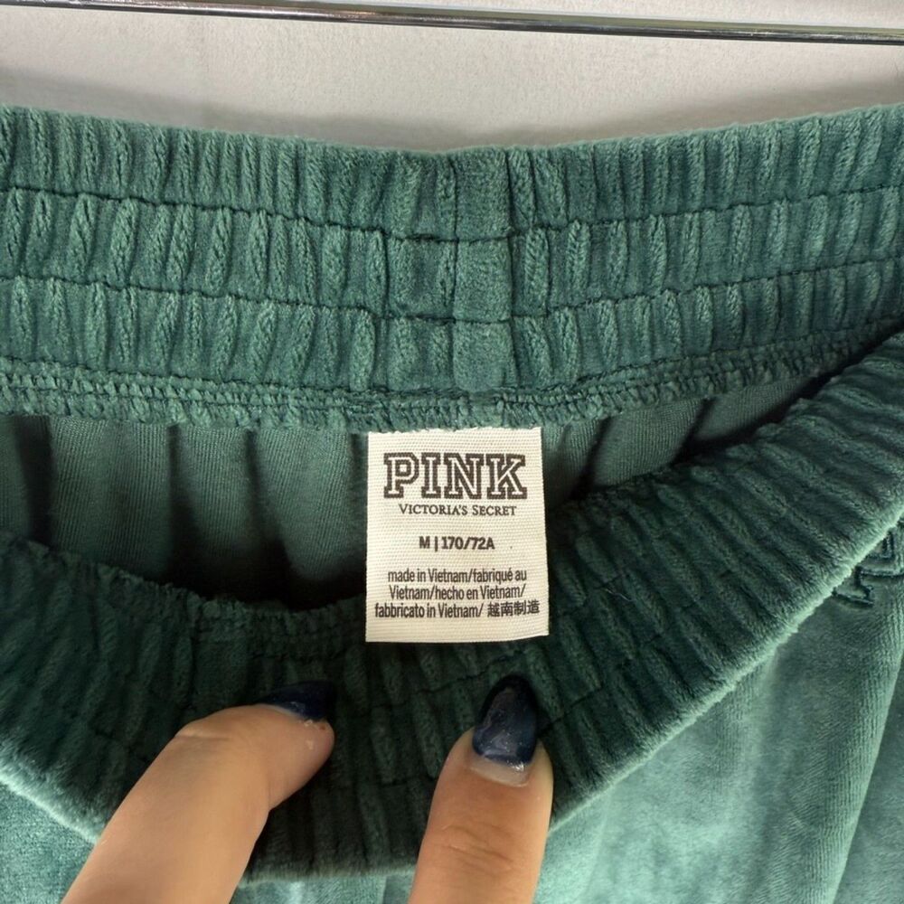 Victoria's Secret Pink Women's Velour Sweat Pants Size M Green Soft Jogger - Picture 4 of 4